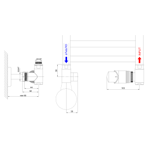BRUCKNER WICHER ECK COMBI csatlakozókészlet, termosztátos szeleppel, króm (600.321.1)