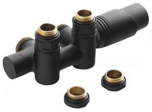 BRUCKNER WICHER COMBI csatlakozókészlet, termosztátos szelleppel, 50mm, matt fekete (600.331.6)