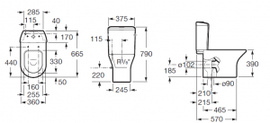 Roca Nexo Monoblokkos wc csésze, mélyöbíltésű, vario lefolyó
