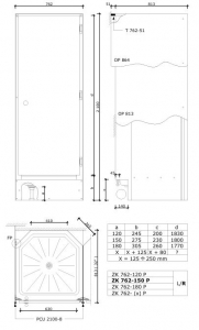 ZK762-180-P Shower cabin with PVC door, including tray _ ZK762-180-P pvc ajtós zuhanykabin, tálcával