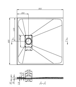 Sanotechnik SMC 80 szögletes zuhanytálca, betonszürke (8080G)