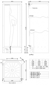 ZK813-180-F Shower cabin with curtain, including tray _ ZK813-180-F függönyös zuhanykabin, tálcával