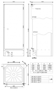 ZK813-180-P Shower cabin with PVC door, including tray _ ZK813-180-P pvc ajtós zuhanykabin, tálcával