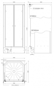 ZK900-180-G Shower cabin with glass door, including tray _ ZK900-180-G üvegajtós zuhanykabin, tálcával