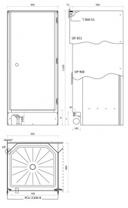 ZK900-180-P Shower cabin with PVC door, including tray _ ZK900-180-P pvc ajtós zuhanykabin, tálcával