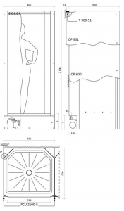 ZK900-180-F Shower cabin with curtain, including tray _ ZK900-180-F függönyös zuhanykabin, tálcával