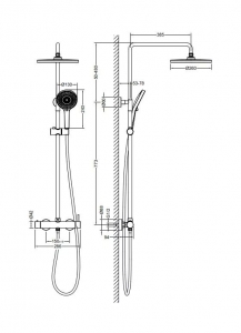 AREZZO design ASTRO 2 funkciós zuhanyrendszer, szálcsiszolt arany