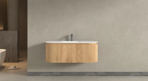 AREZZO design SELINA 120 cm-es ovális alsószekrény solid surface mosdóval, tölgy