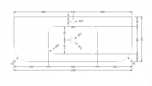 AREZZO design SIERRA 120 cm-es beépíthető solid surface mosdó, fehér