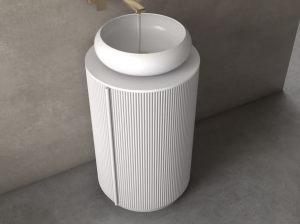 AREZZO design SORAYA 40 cm-es kerek, álló alsószekrény, fehér mosdópulttal, 1 ajtó, matt fehér