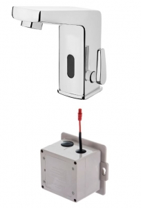 Deante SENSOR - Mosdó csaptelep, érintés nélküli, hőmérséklet állítással - 4xAA - króm