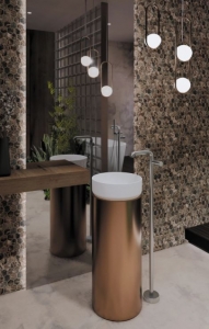 Deante Silia Hexa mosdó csaptelep, szabadon álló, szálcsiszolt acél