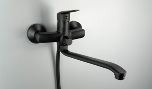 Deante Boro fali mosdó csaptelep, meghosszabbított kifolyóval, tömlőcsatlakozásos, Nero