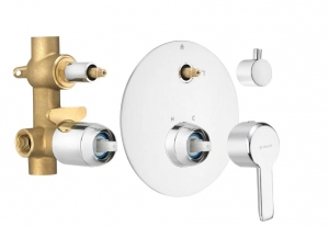 Deante ARNIKA - Zuhany csaptelep, Falsík alatti, zuhanyváltóval - króm