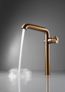 Deante Silia magasított mosdó csaptelep, szögletes kifolyócsővel, szálcsiszolt bronz