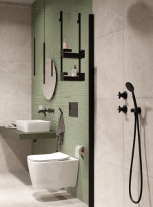 Deante TEMISTO - Zuhany csaptelep, Falsík alatti, zuhanyváltóval - nero