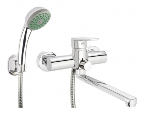 Deante TUBO - Mosdó-kád csap, fal, zuhanyszettel - króm