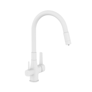 Invena GLAMOUR konyhai csaptelep, álló, flexi kifolyó, pult alá szerelhető vízszűrővel, fehér