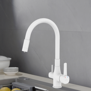 Invena GLAMOUR konyhai csaptelep, álló, flexi kifolyó, pult alá szerelhető vízszűrővel, fehér