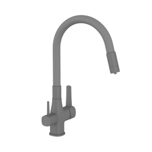 Invena GLAMOUR konyhai csaptelep, álló, flexi kifolyó, pult alá szerelhető vízszűrővel, szürke