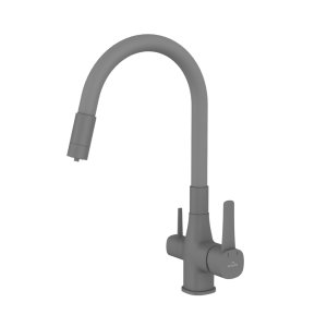 Invena GLAMOUR konyhai csaptelep, álló, flexi kifolyó, pult alá szerelhető vízszűrővel, szürke