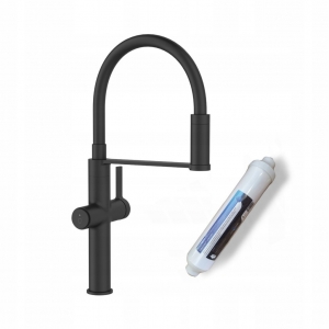 Invena PERISA konyhai csap, álló, flexi kif.,mágneses tartó, pult alá szerelhető vízszűrő, fekete