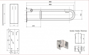 BEMETA HELP Felhajtható kapaszkodó, U-típus, takaróval, 850mm, fehér