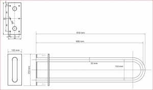 BEMETA HELP Felhajtható kapaszkodó, U-típus, takaróval, 900mm, matt