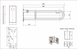 BEMETA HELP Felhajtható kapaszkodó, U-típus, takaróval, 900mm, polírozott