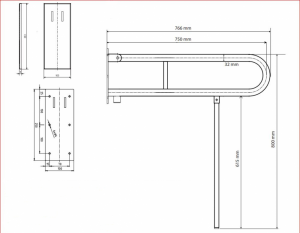 BEMETA HELP Felhajtható kapaszkodó, U-típus támasztékkal, takaróval, 750mm, fehér