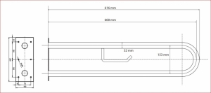 BEMETA HELP Kapaszkodó, U-típus, WC papírtartóval, 600mm, fehér