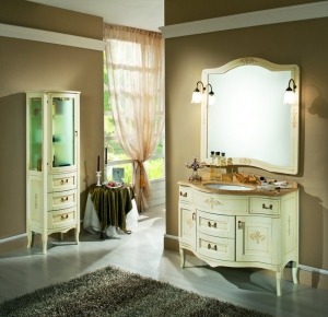 GALLO WOOD CALLA DEC 110-S mosdótartó szekrény mosdóval, Rosa Perlino márvánnyal, 110cm, avorio decor (CD-110)