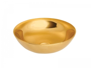 Invena TINOS mosdókagyló, kerek, asztali, átmérő 39,5 cm, fényes, arany, PVD/Waterplating