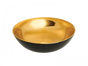 Invena TINOS mosdókagyló, kerek, asztali, átmérő 39,5 cm, fényes, fekete-arany, PVD/Waterplating