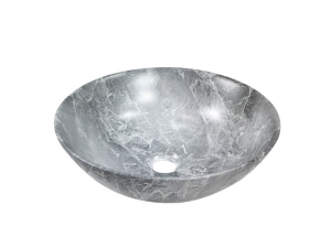 Invena TINOS mosdókagyló, kerek, asztali, átmérő 39,5 cm, márvány hatású, szürke