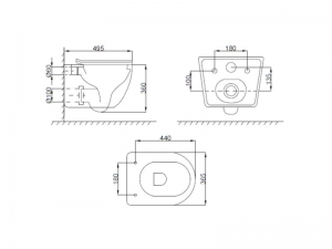 Invena TINOS perem nélküli fali WC csésze, soft-close ülőkével