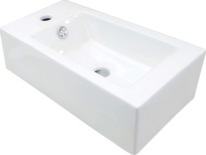 Deante SQUARE - Kerámia mosdókagyló, pultra tehető, bal - fehér