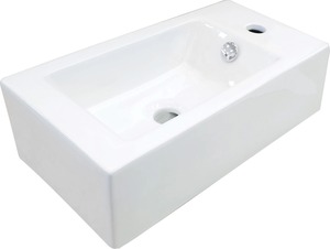 Deante SQUARE - Kerámia mosdókagyló, pultra tehető, jobb - fehér