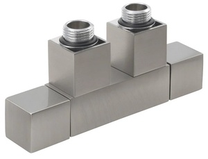 Sapho CUBE TWIN csatlakozókészlet radiátorhoz, középső bekötés, 50 mm, csiszolt inox (CP582S)