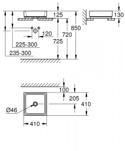 Grohe Cube 40 mosdótál túlfolyó nélkül