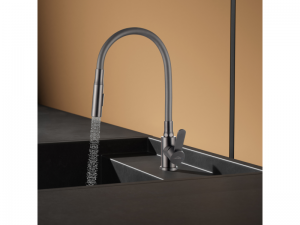 Invena DALIS SLIM 2F konyhaicsaptelep, álló, flexibilis kifolyócsővel, 2 funkciós,gun-metal