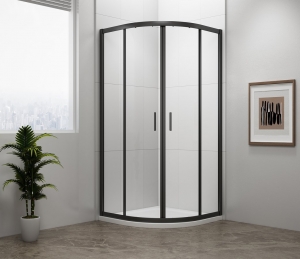 POLYSAN EASY LINE BLACK íves zuhanykabin, 800x800mm, matt fekete profil/transzparent üveg