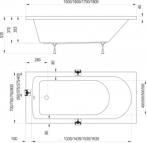 Ravak Flow kád 150x70 és további méretekben