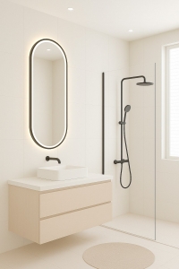Inspiro Design Gemma Smart Black ovális tükör, fekete, keretvilágítással