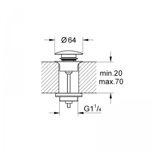 Grohe leeresztő szett nyomódugóval (push-open),  hard antracit