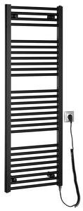 Aqualine DIRECT-E elektromos fürdőszobai radiátor fűtőpatronnal, egyenes, 450x1320 mm, 400 W, fekete (ILE34TB)