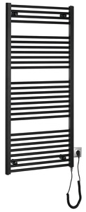 Aqualine DIRECT-E elektromos fürdőszobai radiátor fűtőpatronnal, egyenes, 600x1320 mm, 600 W, fekete (ILE36TB)