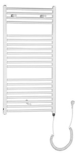 Aqualine DIRECT-E elektromos fürdőszobai radiátor fűtőpatronnal, egyenes, 450x960 mm, 300 W, fehér (ILE94T)