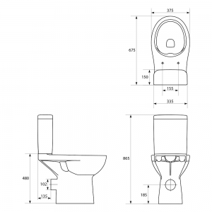 Cersanit ETITUDA KOMPAKT WC, PEREM NÉLKÜLI, MOZGÁSKORLÁOZOTTAKNAK, TETŐ NÉLKÜL