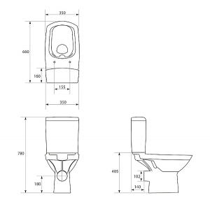 Cersanit CARINA CLEAN ON MONOBLOKKOS hátsós WC+tartály 010 oldalsó tartály bekötéssel LECSAPÓDÁSMENTES WC TETŐVEL